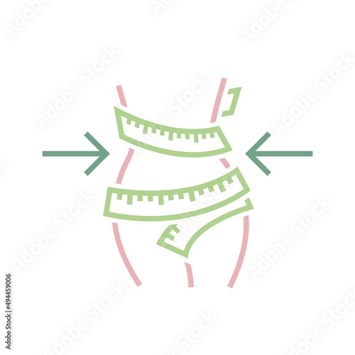 Weight loss icon, slimmy woman figure sign. Vector illustration