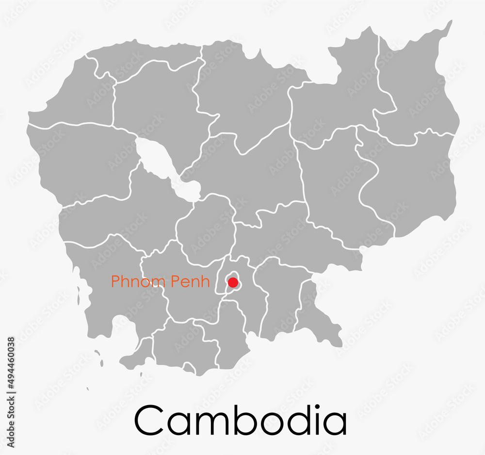 Obraz premium Doodle freehand drawing map of Cambodia.