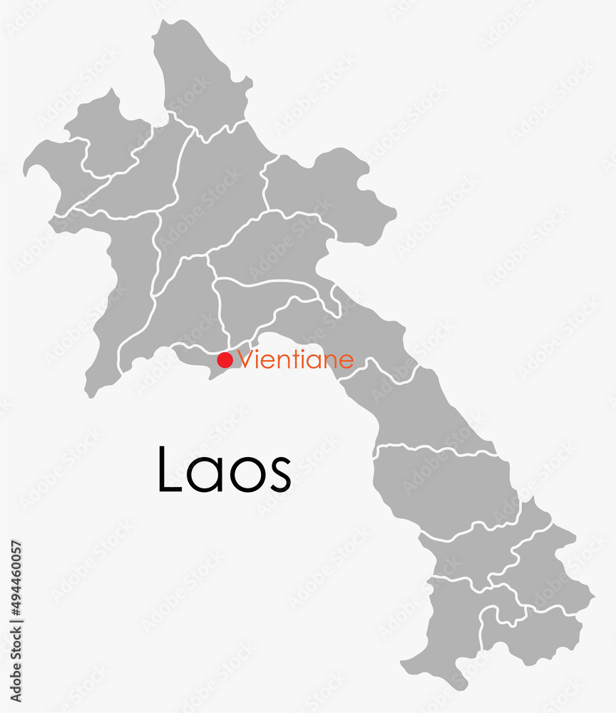 Doodle freehand drawing map of Laos.