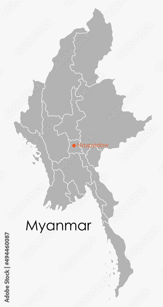 Obraz premium Doodle freehand drawing map of Myammar.