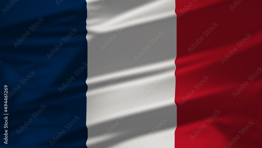 4K animation of the waving flag of France