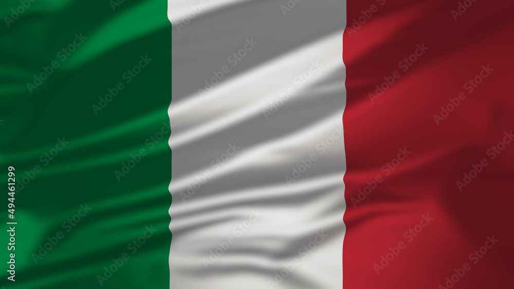 4K animation of the waving flag of the italy