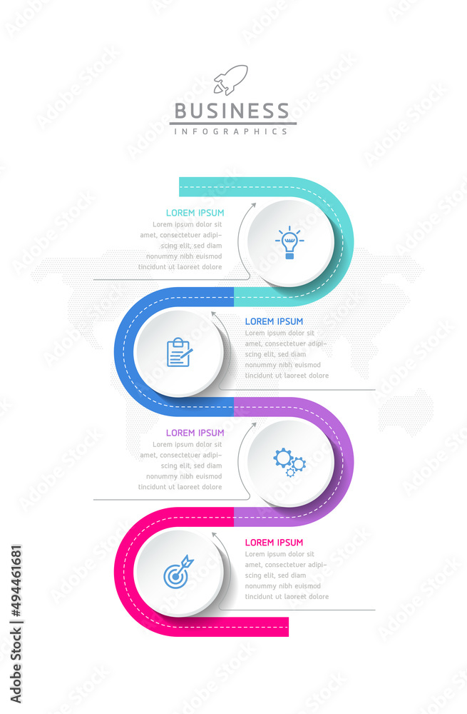 Fototapeta premium Vector illustration, infographics design, template, marketing, information, with 4 options or steps