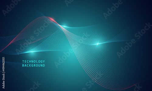 abstract wave technology background with blue light smooth and flow.