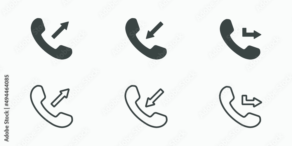 phone call isolated icon vector set. missed call, outgoing, incoming call, ring icon vector symbol phone call isolated icon vector set. missed call, outgoing, incoming call, ring icon vector symbol