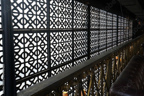 room divider pattern with white light reflection in black luxury room