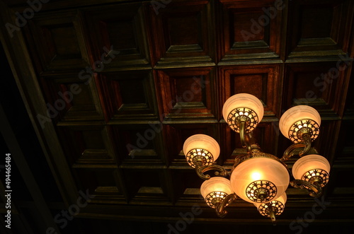 modern wooden roof pattern with luxury room with pendant lamp accessories,