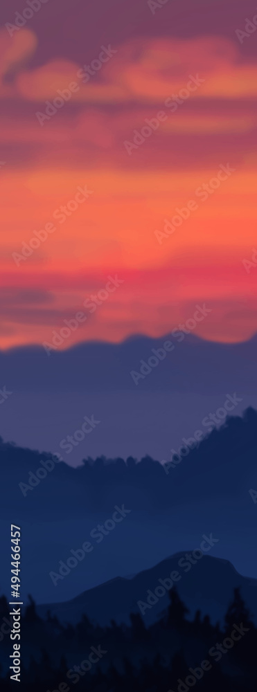 Obraz premium Landscape background. Abstract art template. Vector illustration.