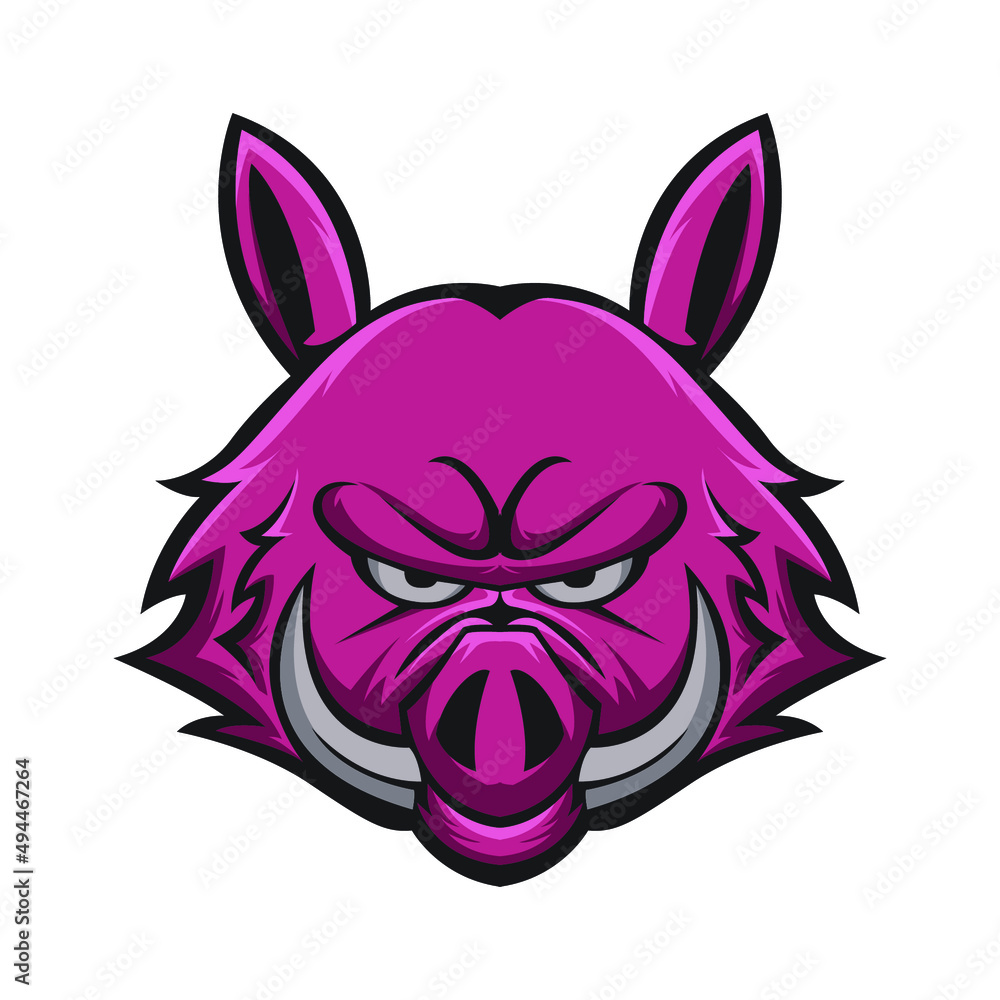wild boar head mascot for logo with modern and millennial style