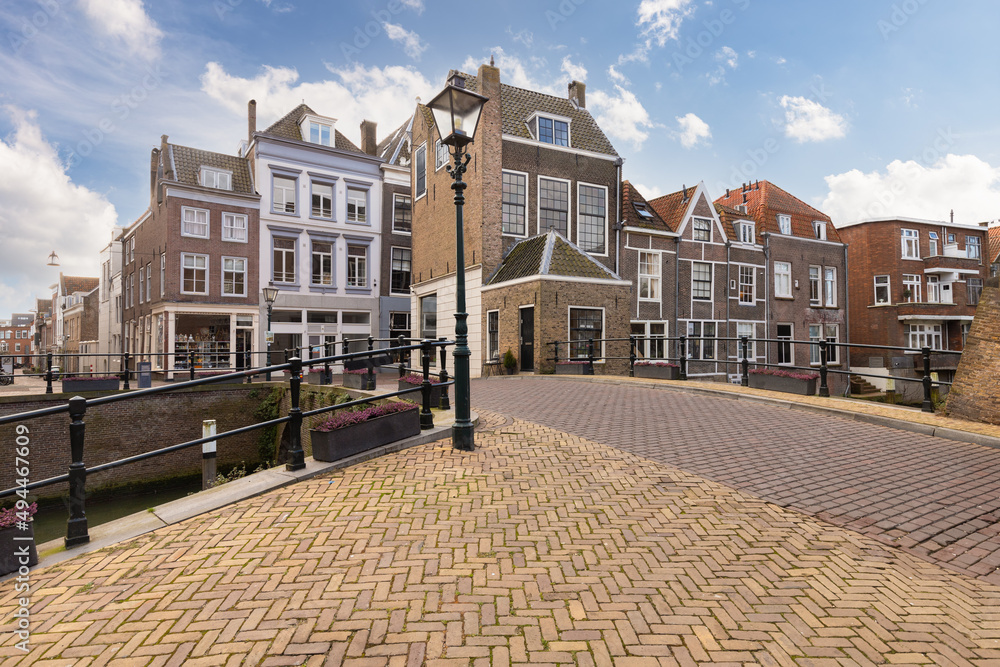 Cityscape of the center of the medieval city of Dordrecht.