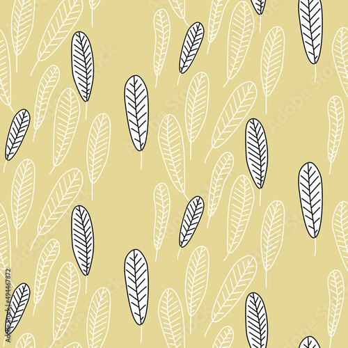 Vector seamless half-drop pattern, with leaves