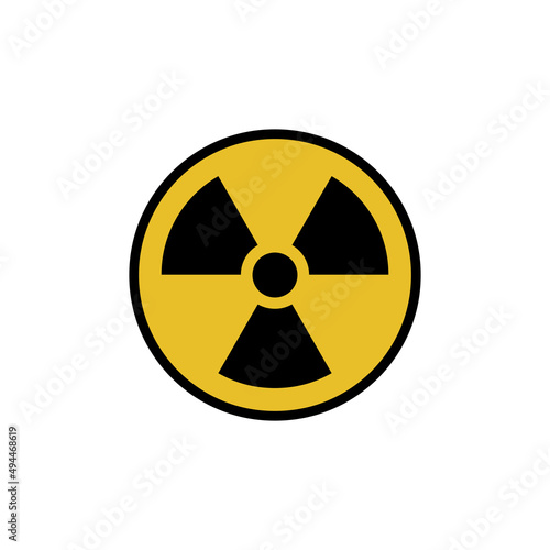 Nuclear radiation color icon vector illustration. Hazard symbol. Warning sign
