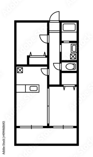 2LDKの間取り図