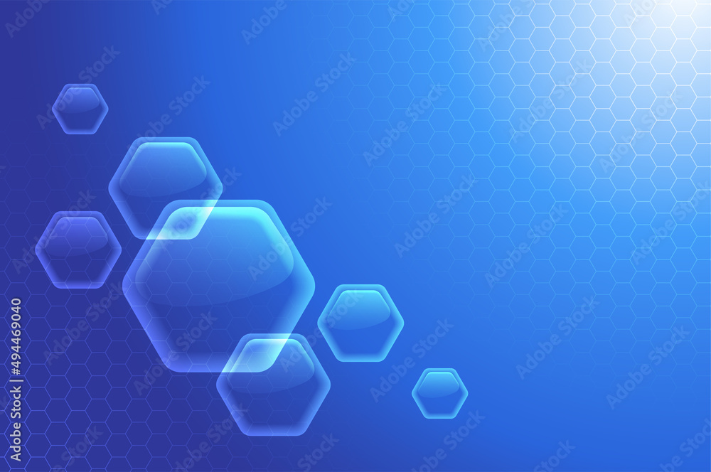 Blue Gradient Reflect Technology Hexagon Pattern 3D Glass Blank Space Empty Concept Abstract Background Banner Blue Gradient Reflect Technology Hexagon Pattern 3D Glass Blank Space Empty Concept Abstract Background Banner