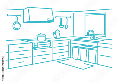 夕食（朝食または昼食）前のキッチンの風景