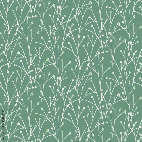 Vector seamless half-drop pattern, with leaves