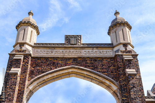 Colonial arched door at Mount Pleasant Cemetery in Toronto, Canada