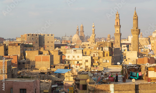 Cairo, Egypt - January 2022: City view from Bob Zuweila at sunset photo