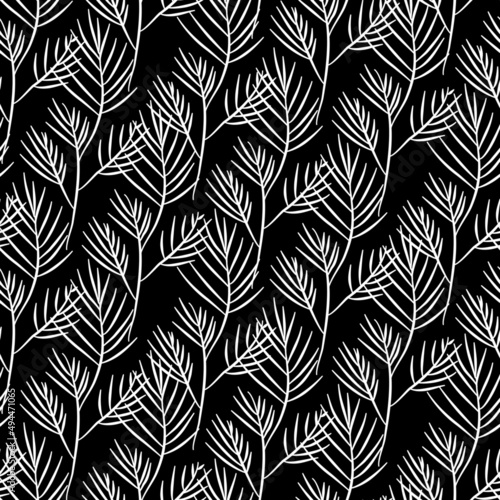 Vector seamless half-drop pattern, with leaves