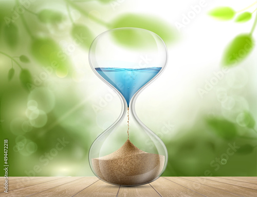 Water in the hourglass turns into sand