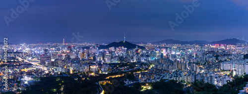 Seoul city night view from Inwangsan