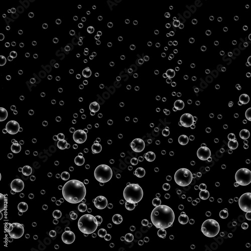 Bubbles seamless pattern. Realistic air in liquid background