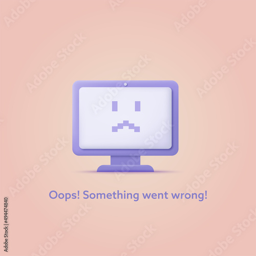 Page not found text. Oops something went wrong. Vector