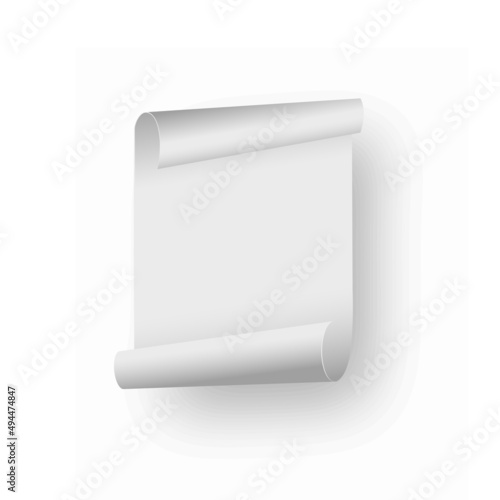 White scroll paper with soft shadow. Vector