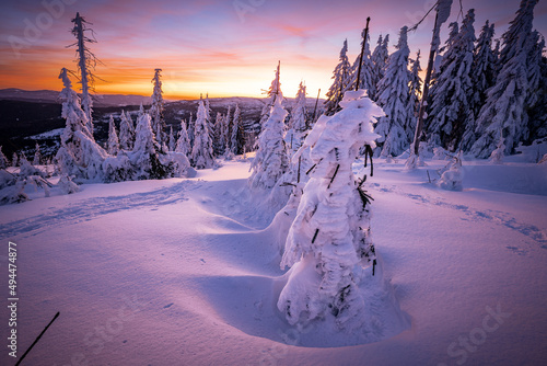 Photo of a colored winter morning on the border of Germany photo