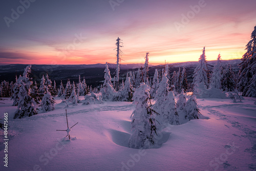 Photo of a colored winter morning on the border of Germany photo