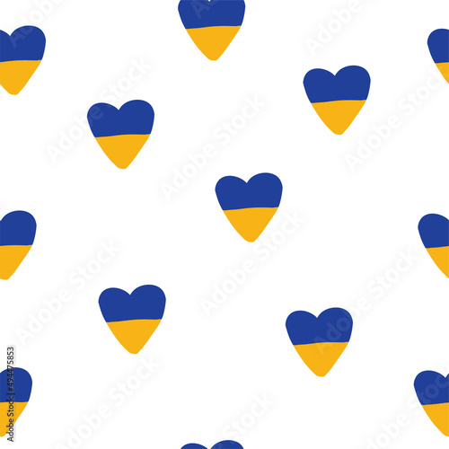 Free Download Ukraine vector seamless vector background. Heart shapes raised fist in Ukrainian national colours blue yellow. Repeating pattern. Support Ukraine pattern - GFXLoad