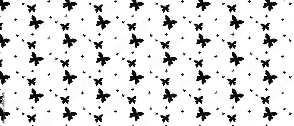 Abstract pattern with butterflies. Black on white. black and white background Abstract pattern with butterflies. Black on white. black and white background