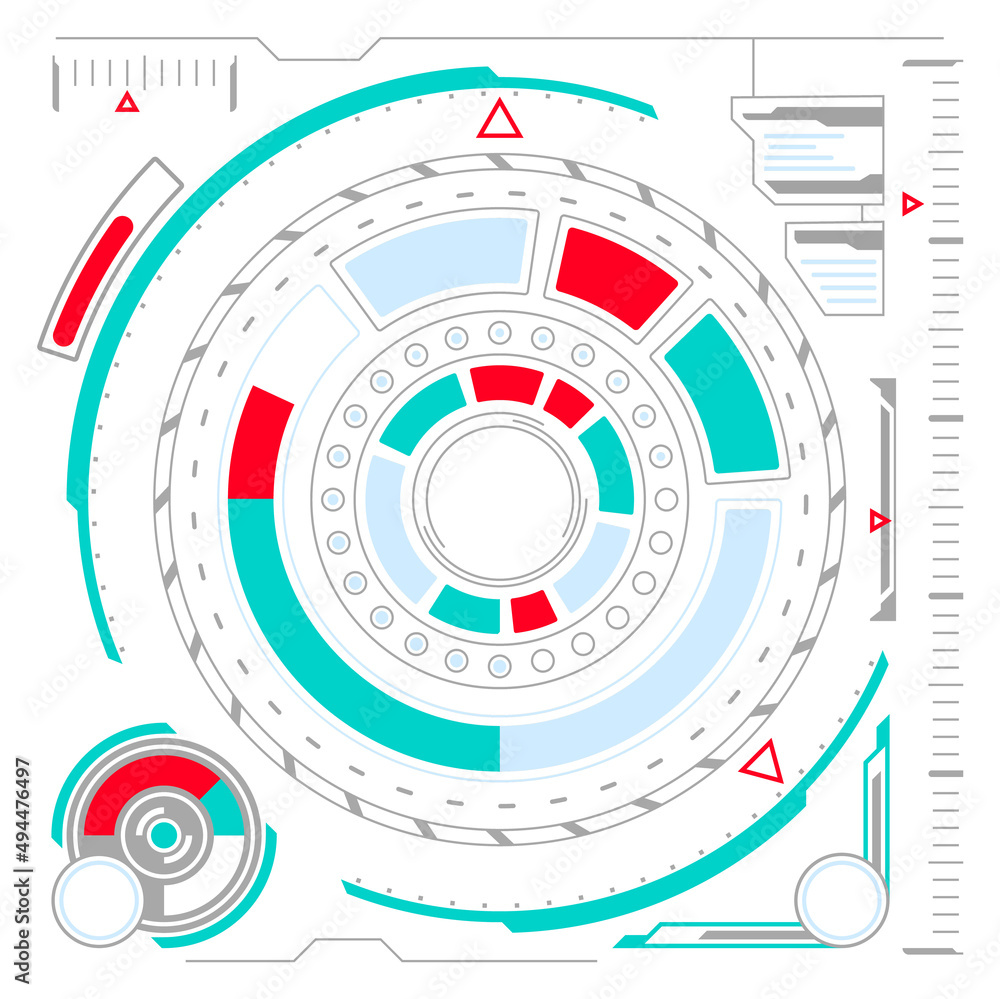 User interface elements. Digital hud with circular scale User interface elements. Digital hud with circular scale