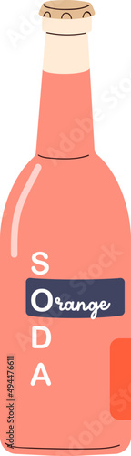 Bottle of Orange Soda Drink Cartoon Illustration