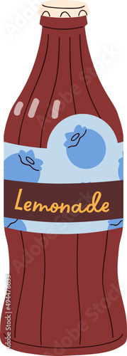 Bottle of Blueberry Lemonade Cartoon Illustration