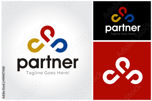 Modern Colorful initial letter P for team, teamwork, community, group, partnership logo design.