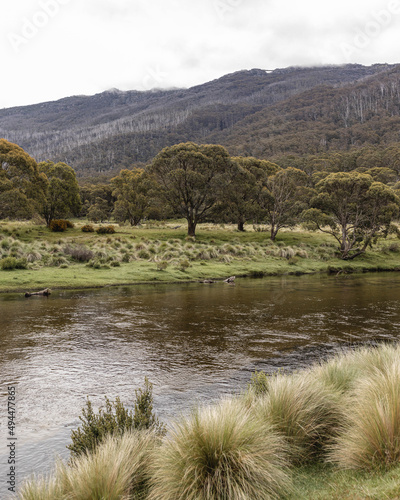 Kosciuszko National Park with Thredbo river and campground, New South Wales, Australia photo