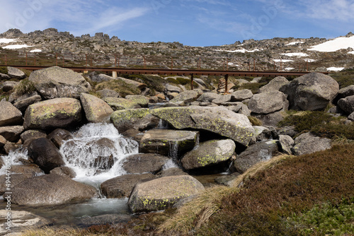 Beautiful view of Kosciuszko National Park with Thredbo campground, New South Wales, Australia photo