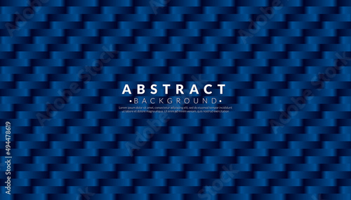 Abstract blue carbon fiber seamless pattern. 3D modern square gradient background. Vector illustration.