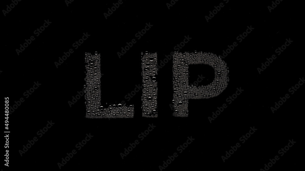 Word lip printed on the wet glass on black background | lip balm commercial Word lip printed on the wet glass on black background | lip balm commercial