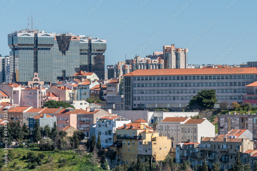 Landscape the Amoreiras towers in the city of Lisbon