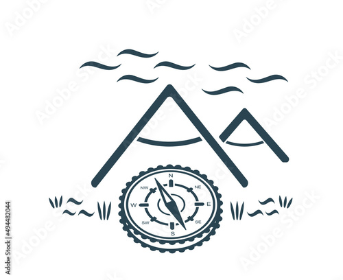 Vector illustration, logo, tourism and recreation icon. Camping.