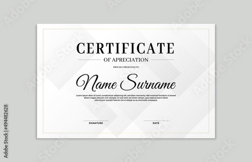 White and gold certificate border template. For appreciation, business and education needs
