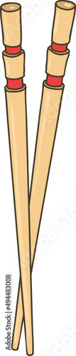 Chopsticks for Sushi and Asian Food Hand Drawn Illustration