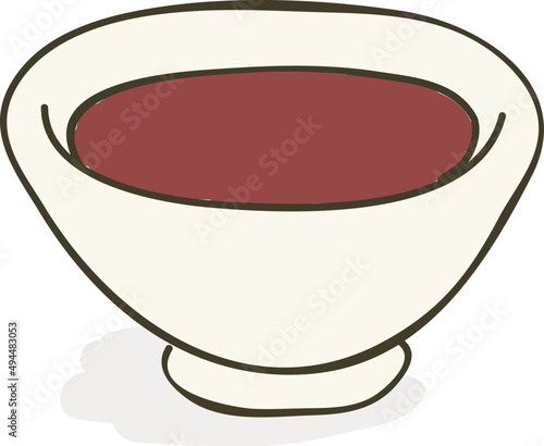 Bowl with Sauce Hand Drawn Illustration