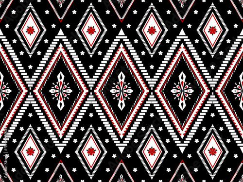 Wallpaper Mural Abstract ethnic geometric pattern design for background and wallpaper. Seamless striped pattern in Aztec style. Folk embroidery. Red Black and White. Torontodigital.ca