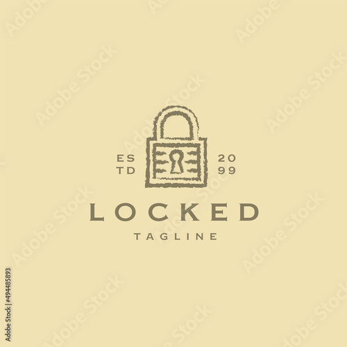 Ancient key of locket logo icon design template flat vector