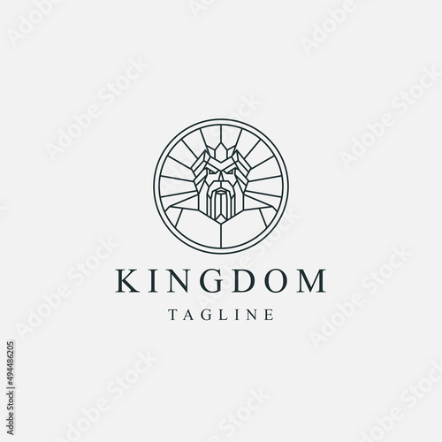 Ancient zeus kingdom  line logo icon design template flat vector