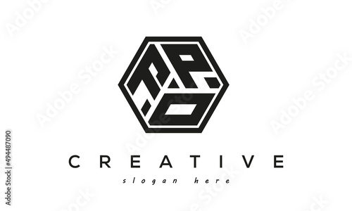 creative Three letters FPO square logo design photo