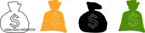Illustration of four different money bags with some dollar signs on a white background. photo
